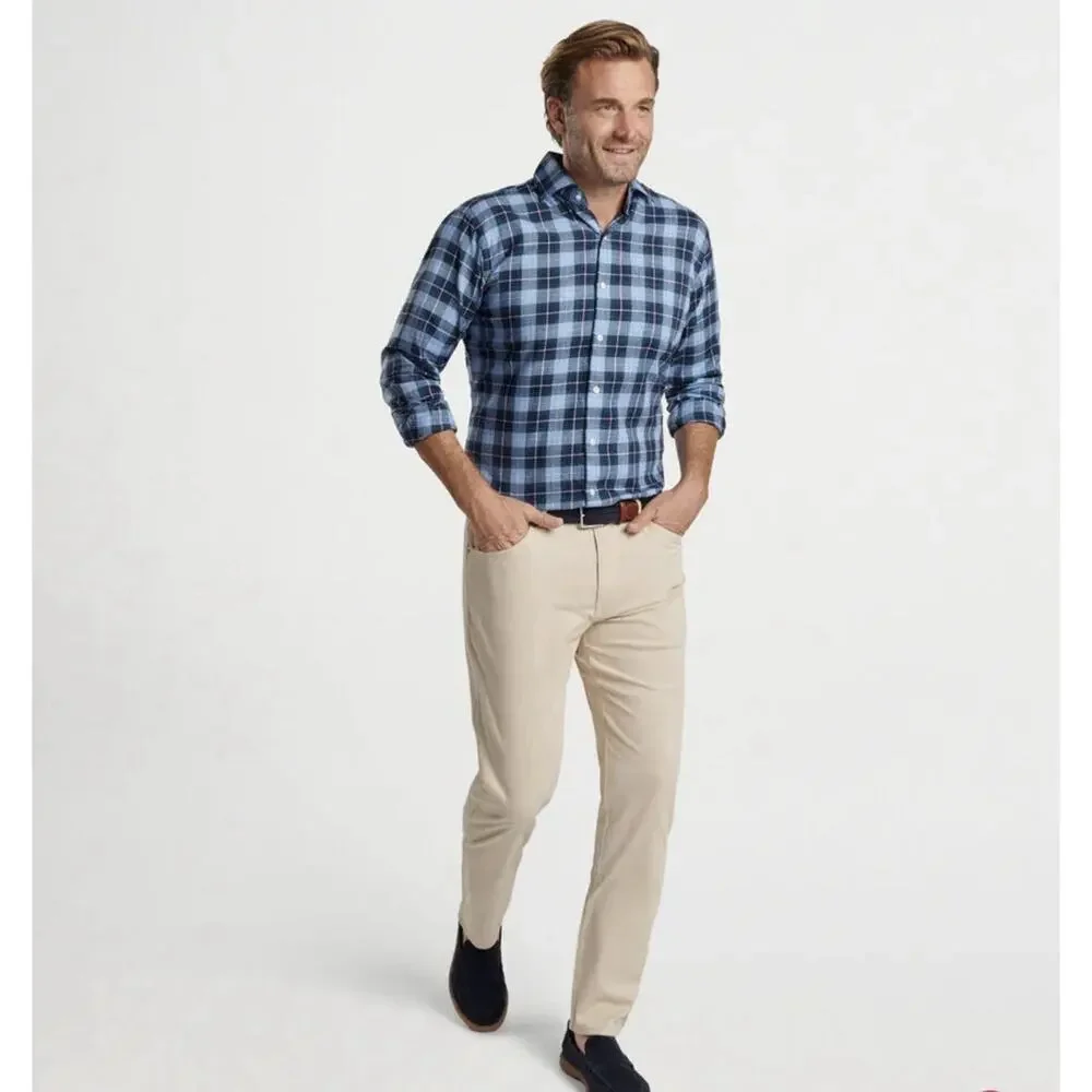 PETER MILLAR Mens XXL Langley Cotton Sport Shirt Cottage Blue Plaid $160 - Picture 2 of 5